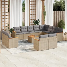 Gartensofa-Set mit Kissen, 13-teilig, beiges synthetisches Rattan von , Gartensets - Ref: Foro24-3258923, Preis: 1,00 €, Raba...