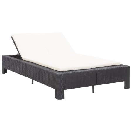 Lounger for 2 people with black synthetic rattan cushion by vidaXL, Outdoor beds - Ref: Foro24-46238, Price: 259,58 €, Discou...