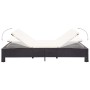 Lounger for 2 people with black synthetic rattan cushion by vidaXL, Outdoor beds - Ref: Foro24-46238, Price: 259,58 €, Discou...