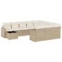 11-teiliges Gartensofa-Set mit beigen synthetischen Rattankissen von , Modulare Sofas für den Außenbereich - Ref: Foro24-3251...