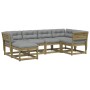 6-piece garden sofa set with impregnated pine wood cushions by , Garden sets - Ref: Foro24-3217044, Price: 619,71 €, Discount: %