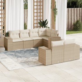 7-teiliges Gartensofa-Set und beigefarbene synthetische Rattankissen von , Gartensets - Ref: Foro24-3222807, Preis: 673,99 €,...