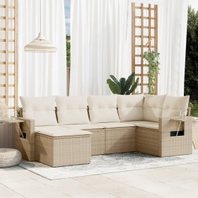 Gartensofa-Set mit Kissen, 6-teilig, beiges synthetisches Rattan von , Gartensets - Ref: Foro24-3252795, Preis: 552,21 €, Rab...