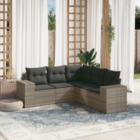 Gartensofa-Set mit Kissen, 5-teilig, graues synthetisches Rattan von , Gartensets - Ref: Foro24-3254887, Preis: 380,33 €, Rab...