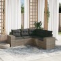 Gartensofa-Set mit Kissen, 5-teilig, graues synthetisches Rattan von , Gartensets - Ref: Foro24-3254887, Preis: 393,12 €, Rab...