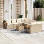 9-teiliges Gartensofa-Set mit beigen synthetischen Rattankissen von , Gartensets - Ref: Foro24-3259069, Preis: 769,92 €, Raba...