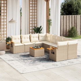 9-teiliges Gartensofa-Set mit beigen synthetischen Rattankissen von , Gartensets - Ref: Foro24-3259069, Preis: 763,99 €, Raba...