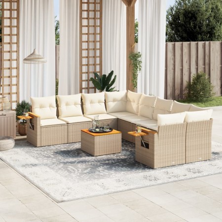 9-piece garden sofa set with beige synthetic rattan cushions by , Garden sets - Ref: Foro24-3259069, Price: 769,92 €, Discoun...