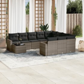 11-teiliges Gartensofa-Set und graue synthetische Rattankissen von , Modulare Sofas für den Außenbereich - Ref: Foro24-325186...