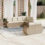 7-teiliges Gartensofa-Set und beigefarbene synthetische Rattankissen von , Modulare Sofas für den Außenbereich - Ref: Foro24-...