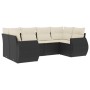 6-teiliges Gartensofa-Set und schwarze synthetische Rattankissen von , Modulare Sofas für den Außenbereich - Ref: Foro24-3221...