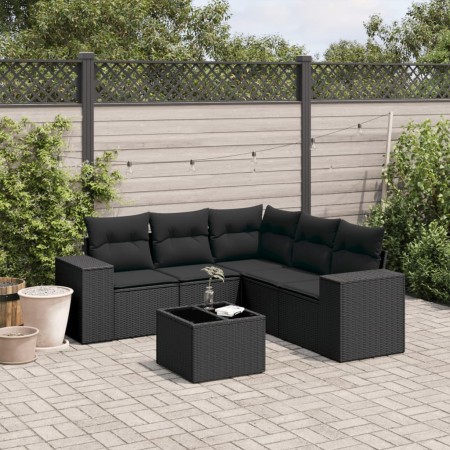 6-teilige Gartensofagarnitur und schwarze synthetische Rattankissen von , Gartensets - Ref: Foro24-3222554, Preis: 433,93 €, ...