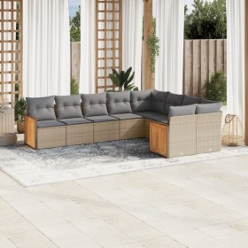 9-teiliges Gartensofa-Set mit beigen synthetischen Rattankissen von , Gartensets - Ref: Foro24-3260386, Preis: 684,85 €, Raba...