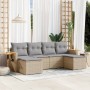 Gartensofa-Set mit Kissen, 6-teilig, beiges synthetisches Rattan von , Gartensets - Ref: Foro24-3259462, Preis: 399,69 €, Rab...