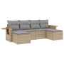 Gartensofa-Set mit Kissen, 6-teilig, beiges synthetisches Rattan von , Gartensets - Ref: Foro24-3259462, Preis: 399,69 €, Rab...