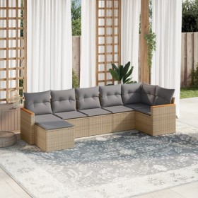 7-teiliges Gartensofa-Set und beigefarbene synthetische Rattankissen von , Gartensets - Ref: Foro24-3258594, Preis: 479,73 €,...