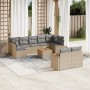 Gartensofa-Set mit beigen Kissen, 10-teilig, synthetisches Rattan von , Gartensets - Ref: Foro24-3258699, Preis: 733,76 €, Ra...