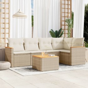 Garden sofa set with cushions 6 pieces beige synthetic rattan by , Garden sets - Ref: Foro24-3258355, Price: 503,86 €, Discou...