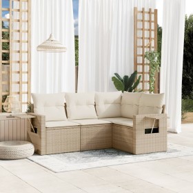 Gartensofa-Set mit Kissen, 4-teilig, beiges synthetisches Rattan von , Gartensets - Ref: Foro24-3252445, Preis: 340,99 €, Rab...