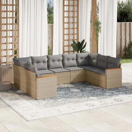 9-teiliges Gartensofa-Set mit beigen synthetischen Rattankissen von , Gartensets - Ref: Foro24-3258678, Preis: 589,28 €, Raba...