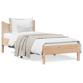 Solid pine wood bed frame 75x190 cm by , Beds and slatted bases - Ref: Foro24-844757, Price: 69,99 €, Discount: %