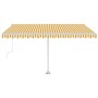 Toldo de pie automático amarillo y blanco 450x350 cm de , Toldos - Ref: Foro24-3069648, Precio: 624,93 €, Descuento: %