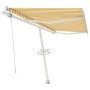 Toldo de pie automático amarillo y blanco 450x350 cm de , Toldos - Ref: Foro24-3069648, Precio: 652,99 €, Descuento: %