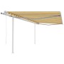 Toldo retráctil automático con postes crema 4,5x3, 5m de , Toldos - Ref: Foro24-3070048, Precio: 604,35 €, Descuento: %