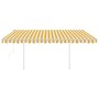 Automatic retractable awning with cream poles 4.5x3.5m by , Awnings - Ref: Foro24-3070048, Price: 604,35 €, Discount: %