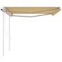 Toldo retráctil automático con postes crema 4,5x3, 5m de , Toldos - Ref: Foro24-3070048, Precio: 604,35 €, Descuento: %