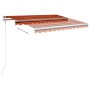 Manual retractable awning with orange and brown LED light 3x2.5 m by , Awnings - Ref: Foro24-3069905, Price: 359,58 €, Discou...