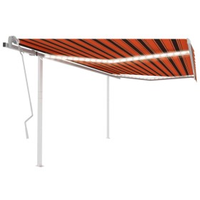 Manual retractable awning with orange and brown LED light 4x3 m by , Awnings - Ref: Foro24-3069945, Price: 462,35 €, Discount: %