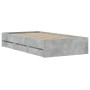 Concrete gray engineered wood bed with drawers 90x200 cm by , Beds and slatted bases - Ref: Foro24-3207297, Price: 144,49 €, ...