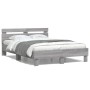 Sonoma gray headboard bed frame and LED lights 135x190 cm by , Beds and slatted bases - Ref: Foro24-3207572, Price: 147,39 €,...