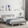 Sonoma gray headboard bed frame and LED lights 135x190 cm by , Beds and slatted bases - Ref: Foro24-3207572, Price: 147,39 €,...