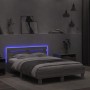 Sonoma gray headboard bed frame and LED lights 135x190 cm by , Beds and slatted bases - Ref: Foro24-3207572, Price: 147,39 €,...