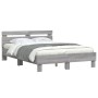 Sonoma gray headboard bed frame and LED lights 135x190 cm by , Beds and slatted bases - Ref: Foro24-3207572, Price: 147,39 €,...