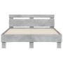 Concrete gray headboard bed frame and LED lights 135x190cm by , Beds and slatted bases - Ref: Foro24-3207570, Price: 156,53 €...