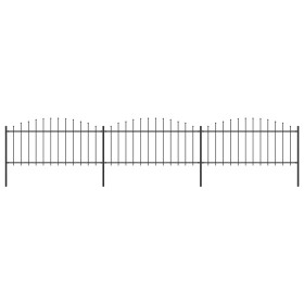 Garden fence with black steel spearheads (0.5-0.75)x5.1m by vidaXL, fence panels - Ref: Foro24-277705, Price: 167,17 €, Disco...