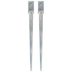 Ground spikes 2 pcs silver galvanized steel 7x7x90 cm by vidaXL, Spikes for anchoring in the ground - Ref: Foro24-145404, Pri...