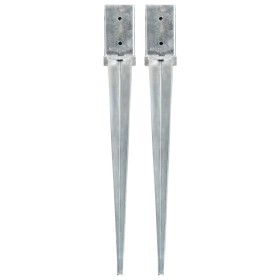 Ground spikes 2 pcs silver galvanized steel 8x8x76 cm by vidaXL, Spikes for anchoring in the ground - Ref: Foro24-145407, Pri...