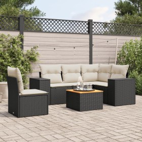 6-teiliges Gartensofa-Set und schwarze synthetische Rattankissen von , Gartensets - Ref: Foro24-3225447, Preis: 399,98 €, Rab...