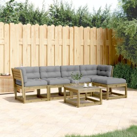 5-piece garden sofa set with impregnated pine wood cushions by , Garden sets - Ref: Foro24-3217009, Price: 492,99 €, Discount: %