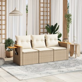 Gartensofa-Set mit beigen Kissen, 3-teilig, PE-Rattan von , Gartensets - Ref: Foro24-3258999, Preis: 255,47 €, Rabatt: %