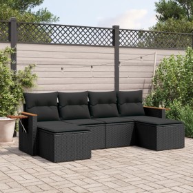 6-teiliges Gartensofa-Set und schwarze synthetische Rattankissen von , Gartensets - Ref: Foro24-3259458, Preis: 403,96 €, Rab...