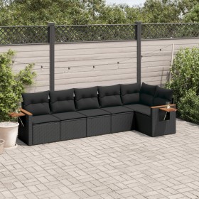 6-teiliges Gartensofa-Set und schwarze synthetische Rattankissen von , Gartensets - Ref: Foro24-3259227, Preis: 411,94 €, Rab...