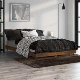 Oak brown plywood bed frame 120x190 cm by vidaXL, Beds and slatted bases - Ref: Foro24-832196, Price: 96,99 €, Discount: %