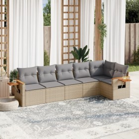 Gartensofa-Set mit Kissen, 6-teilig, beiges synthetisches Rattan von , Gartensets - Ref: Foro24-3259231, Preis: 455,48 €, Rab...