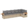 Gartensofa-Set mit Kissen, 6-teilig, beiges synthetisches Rattan von , Gartensets - Ref: Foro24-3259231, Preis: 455,48 €, Rab...