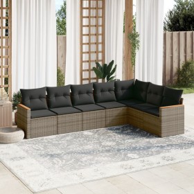 7-piece garden sofa set with gray PE rattan cushions by , Garden sets - Ref: Foro24-3258434, Price: 453,04 €, Discount: %